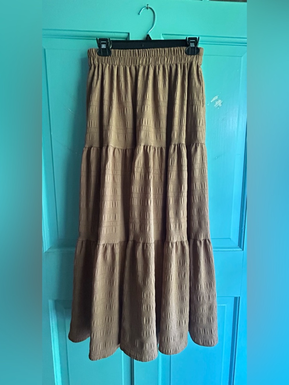 Huskary Tiered Maxi Skirt in Brown Medium